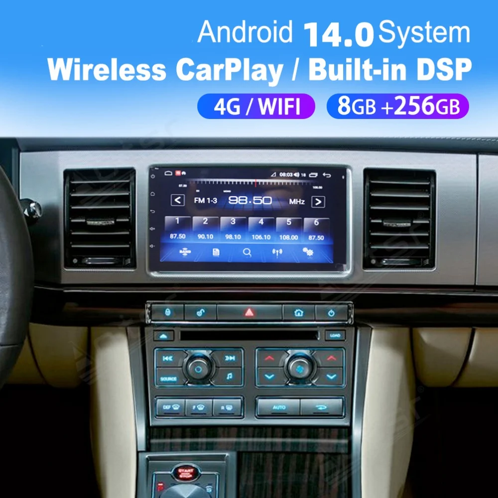 

Для Jaguar XF 2008-2015 9-дюймовый аудио 2 Din Android 14.0 8G + 256G приемник автоматический мультимедийный плеер автомобильный GPS-навигатор встроенный Carplay
