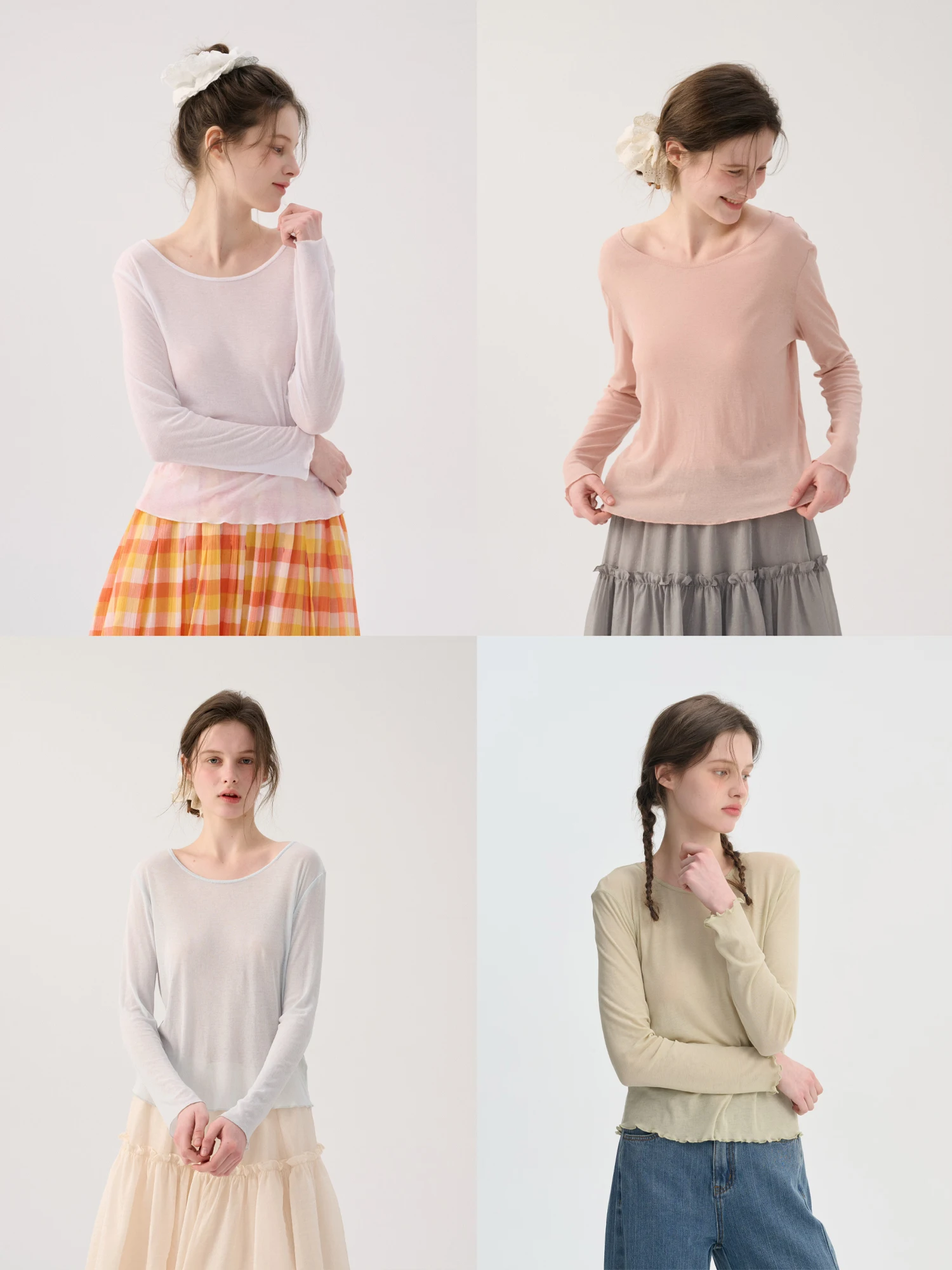 

Женская приталенная футболка Sullenger с длинным рукавом и U-образным вырезом из чистого хлопка, универсальная базовая модель, дышащая, с эффектом облачной мягкости, весенняя.