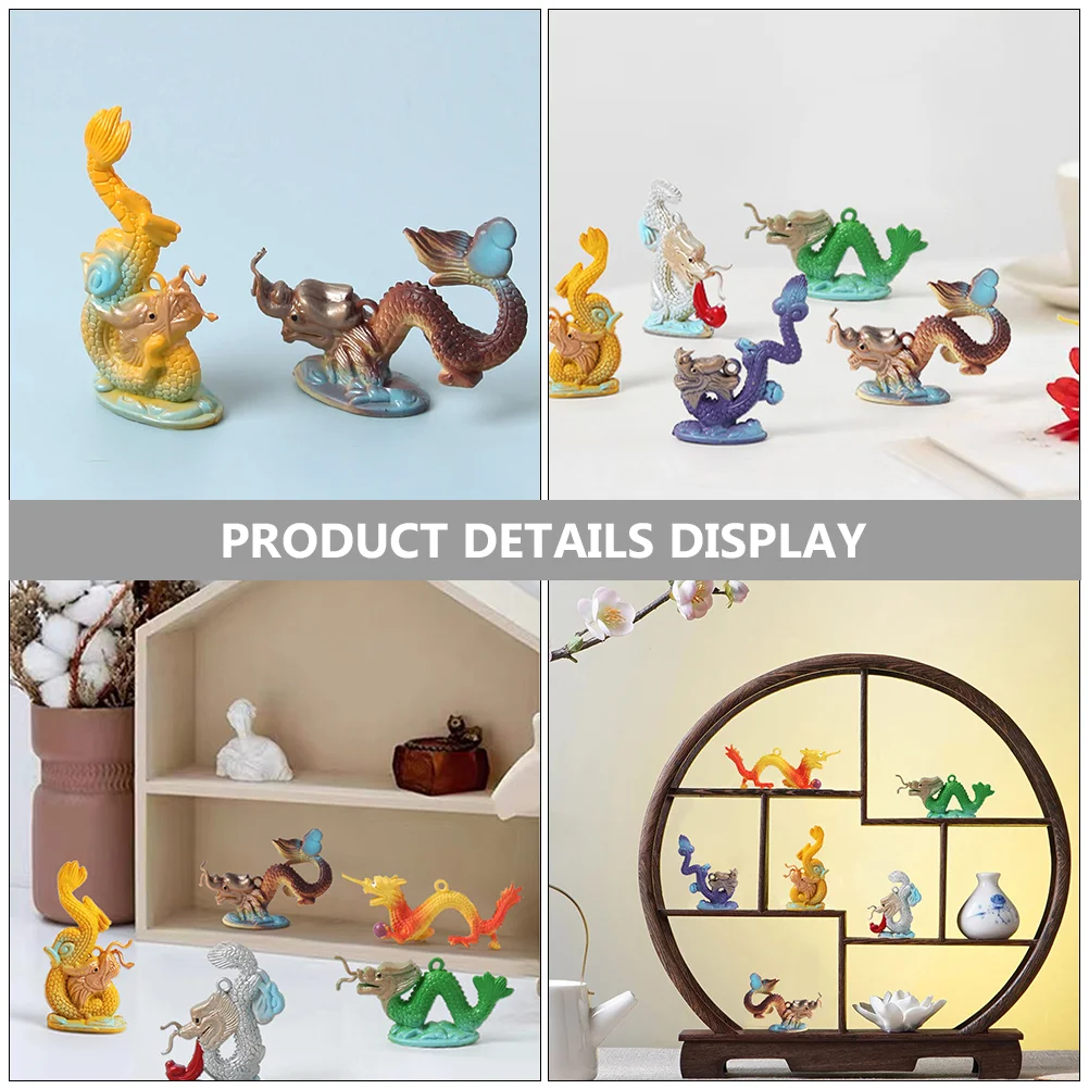 6 Pcs Decor Toy Dragon Figurine Desktop Adorn Porch Dining Table 65X31X2CM Statues Miniature Figurines Cartoon