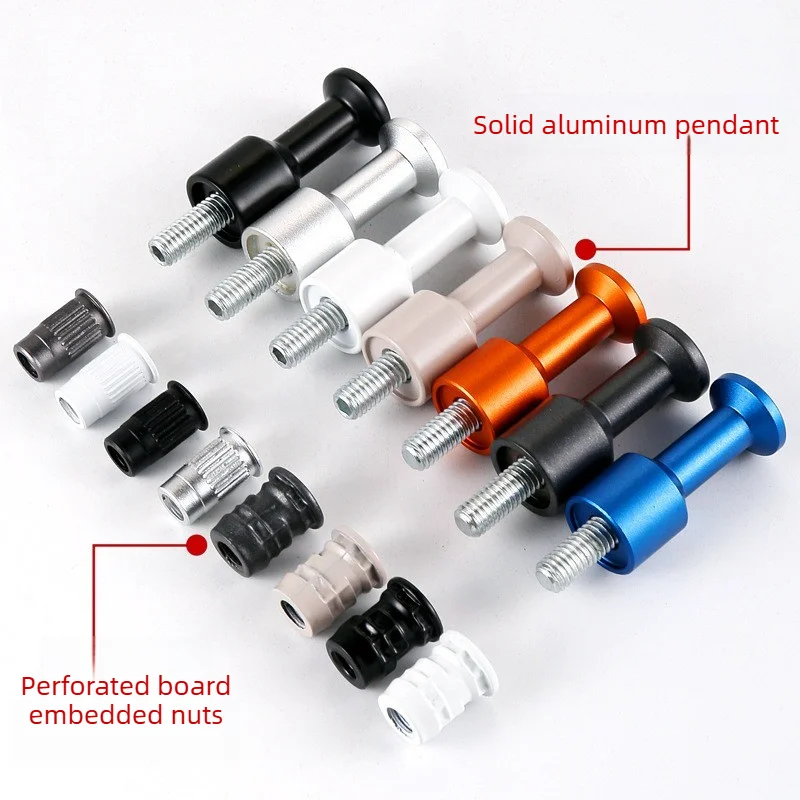 Aluminum Alloy Wall Pegboard Hook Punch Free Hanging Design Wall Pegboard Organizer Space Saving Insert Nuts Hardware Hook