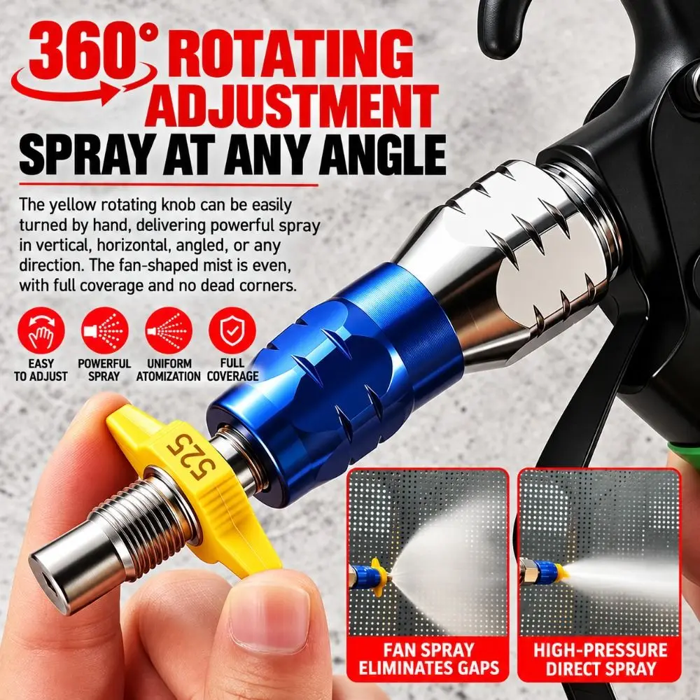 Stainless Steel Quick Connect Spray Tip Anti-Drip Spiral Airless Paint Sprayer Nozzle Threaded Connection Anti-Leak