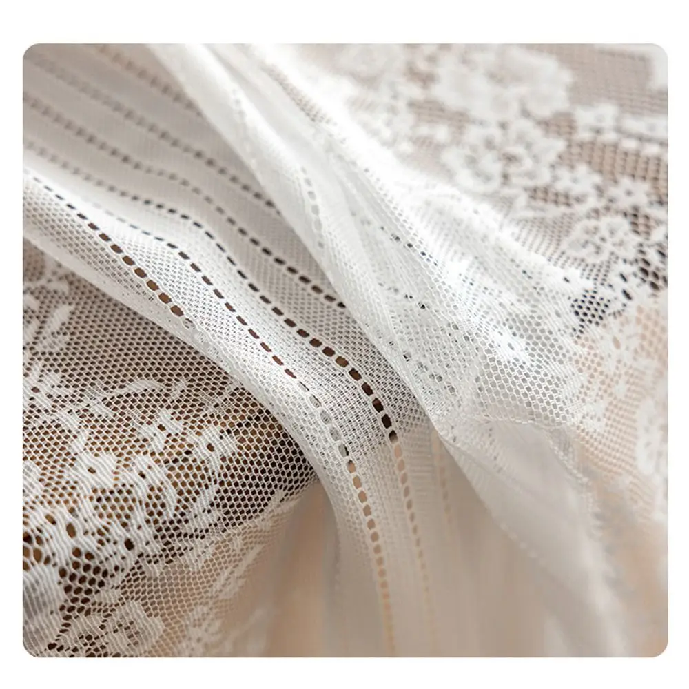 Hollowed Out Lace Jacquard Table Runner French Romantic Floral Embroidered Embroidered Table Cover Table Ornament Semi-Sheer