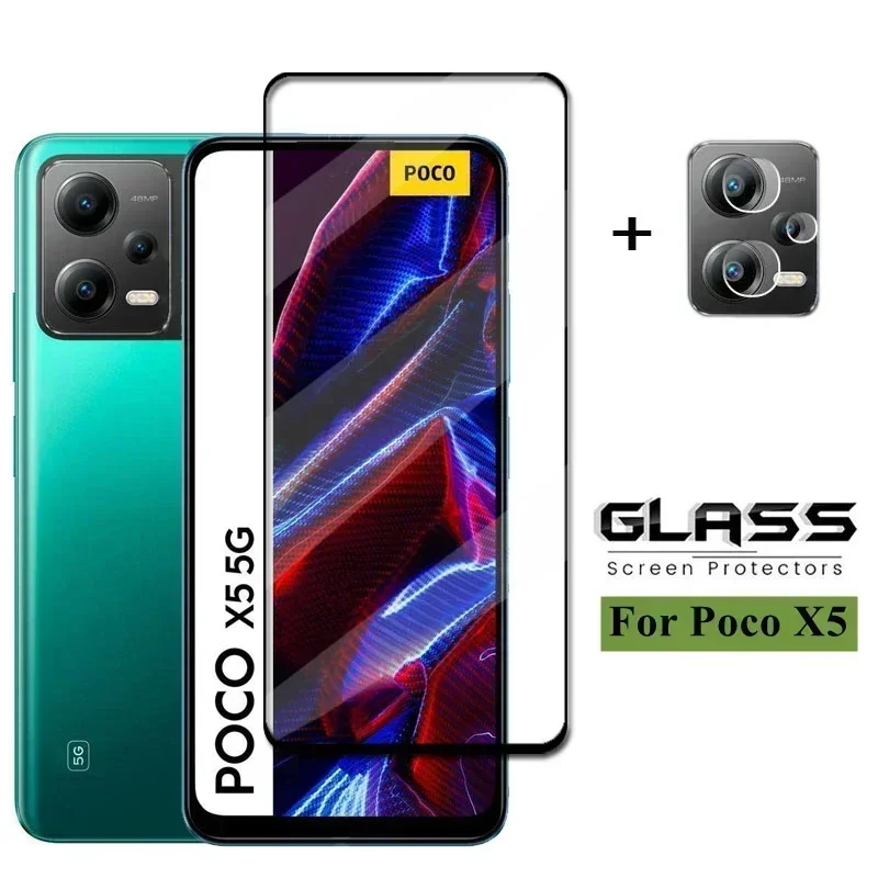 Full Cover Glass For Poco X5 5G Tempered Glass For Xiaomi Poco X5 Screen Protector Protective Phone Lens Film Poco X5 Glass 6.67