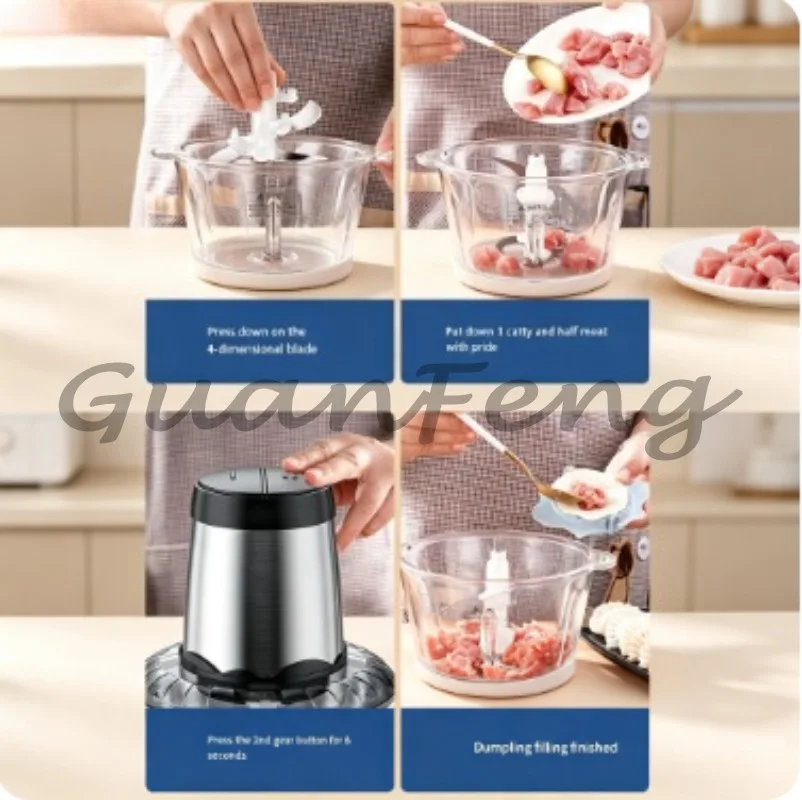2L 3L Stainless Steel Electric Meat Grinder Mincer 110V‑220V Multifunctional Food Chopper Processor Kitchen Mixer Blender