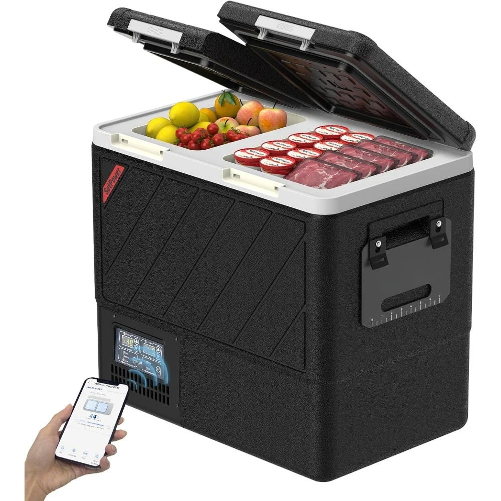 Electrodomésticos/Refrigerador portátil con control de aplicaciones, frigorífico congelador de doble zona 59QT (55L), refrigeradores eléctricos para vehículos
