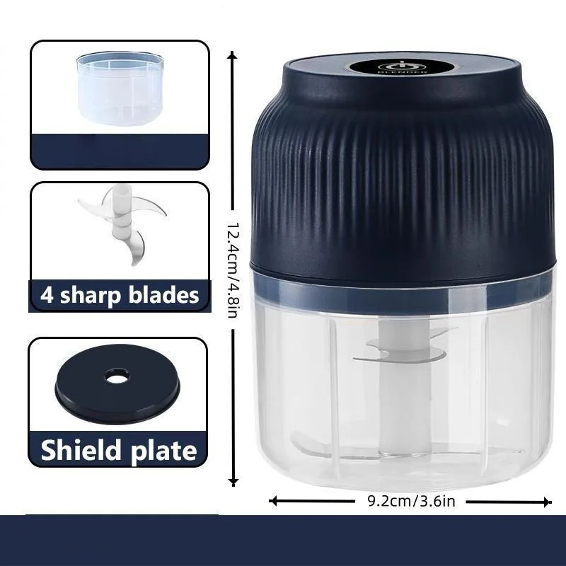 1pcs Electric Garlic Chopper, 4 Sharp Blades，Portable Veggie Chopper, 300ML Garlic Grinder Masher Onion Chopper, Blender to Vegetable, Cordless Food Processor for Ginger, Chili, Fruit, Meat, Spices, Beans, etc - view 8