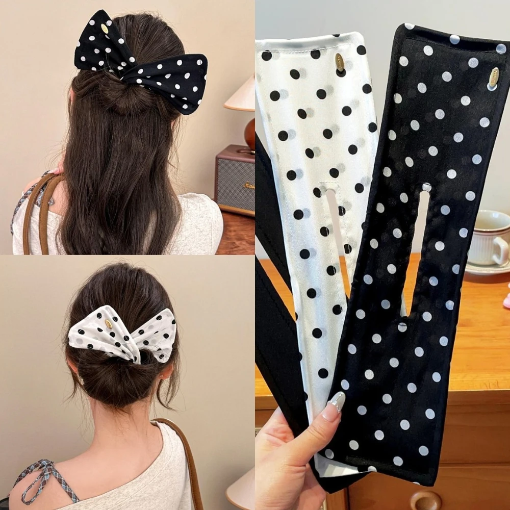 

Polka Dot Hair Clip Magic Hair Styling Tools Women Girls Twist Clip French Stylish Donut Bun Maker Accessories Buns for Women