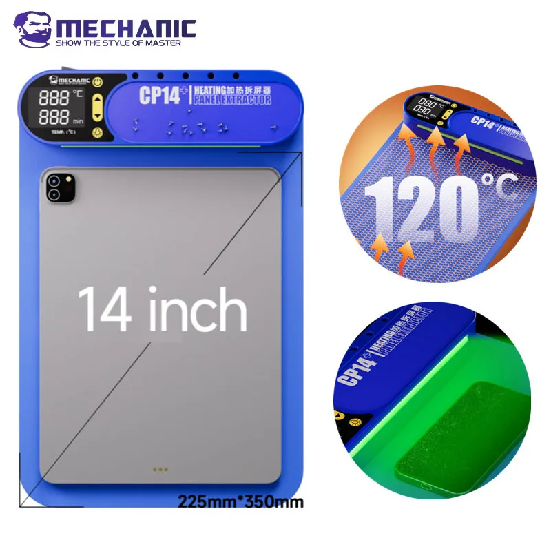 MECHANIC CP14 Plus LCD Screen Heating Separator with Dust Detection Light For iPhone Samsung iPad Screen Pre-Heating Remove Pad