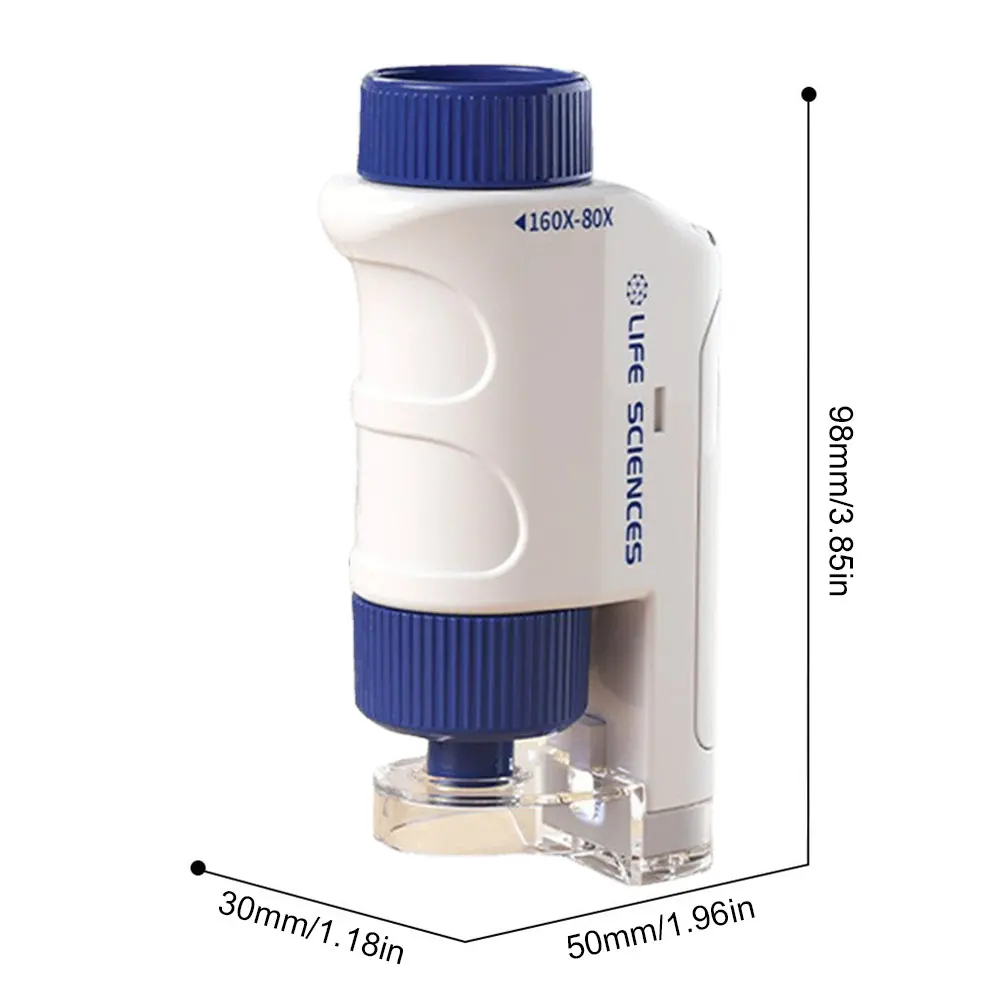 Mini Labsters with LED Light 60-120X Pocket Microscope Mini Handheld Microscope Battery Powered Boy Girl Exploring Gift for Kids