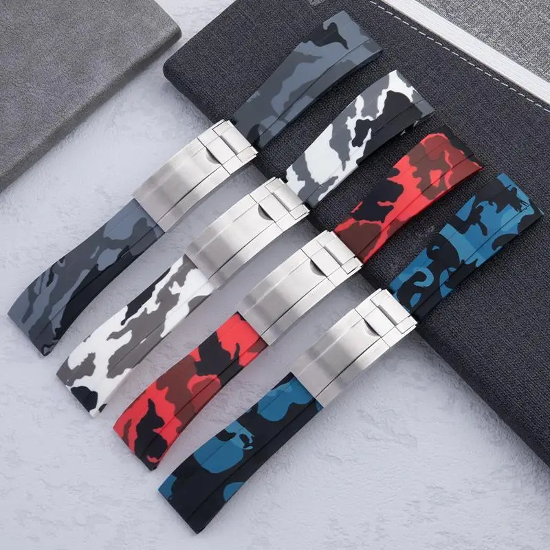 

BEFIA Soft Rubber Watch Band For Rolex Strap GMT Daytona Submariner Yacht Master Wristband 20/21mm Bracelet Adjustable Fold