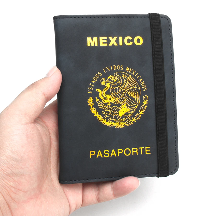 Synthetic Leather Mexico Passport Protector, United States Mexican Passport Cover for Travel Document & Certification Card Holder (Men, Women)