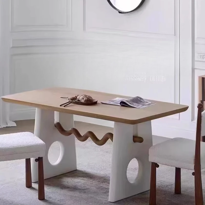 Cream wind cookie dining table Household dining table White oak bed and breakfast
