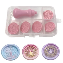 Boxed 5PC Stamp Handle Set Seal Wax Stamp Set Vintage Whale Stamps Envelopes Wedding Wax Seal Sealing Wax Stamp Making Tool