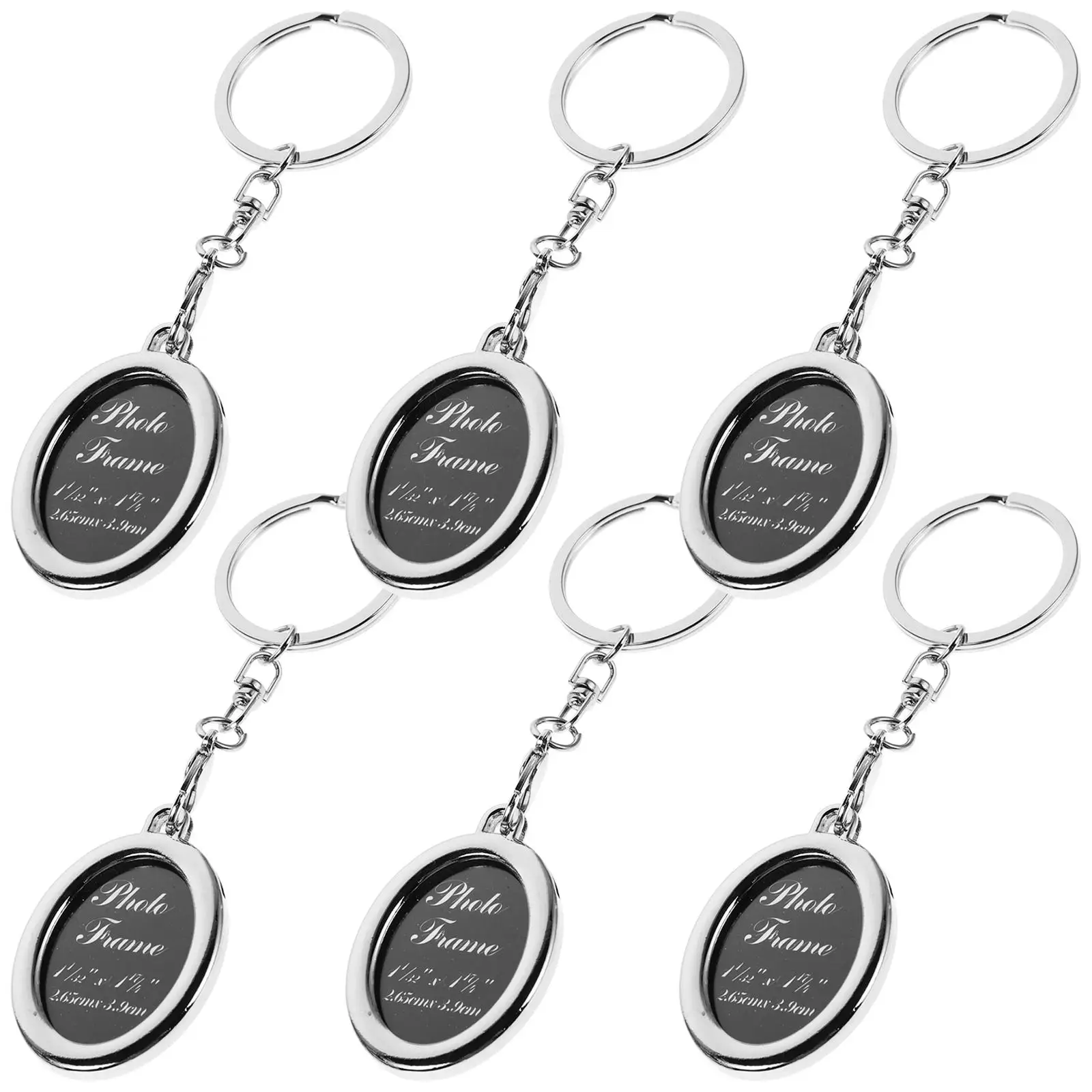 6 Pcs Keepsake Gift Kit Photo Key 3 6x3 3x0 5cm Metal Blank Keychains Emotions Frame Photos Smile Raising Ideal Small