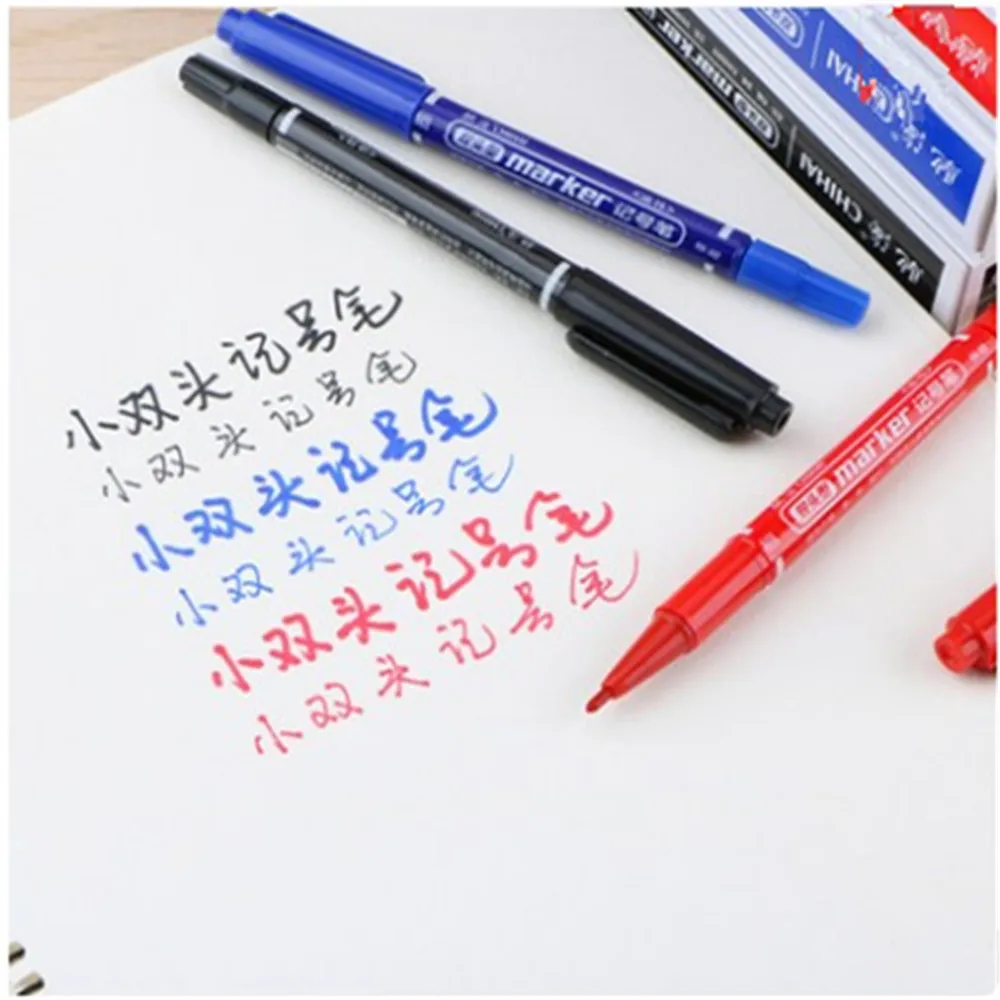 20PCS Marker Pen Student Learning Stationery Double H Paint Pens 3 Color Select Writing Supplies