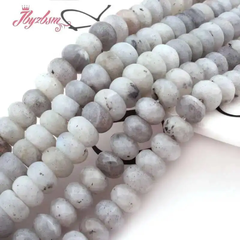 Natural Gray Larvikite Rondelle Shape Stone Beads For Necklace Bracelet Jewelry Making Strand 15