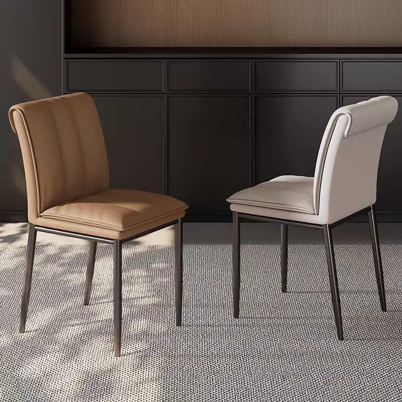 Cadeiras Modernas para Casamento em Couro Marrom e Metal, Cadeiras de Jantar para Festas, Cadeiras de Escritório, Cadeiras para Salas de Jantar, Móveis para Sala de Estar