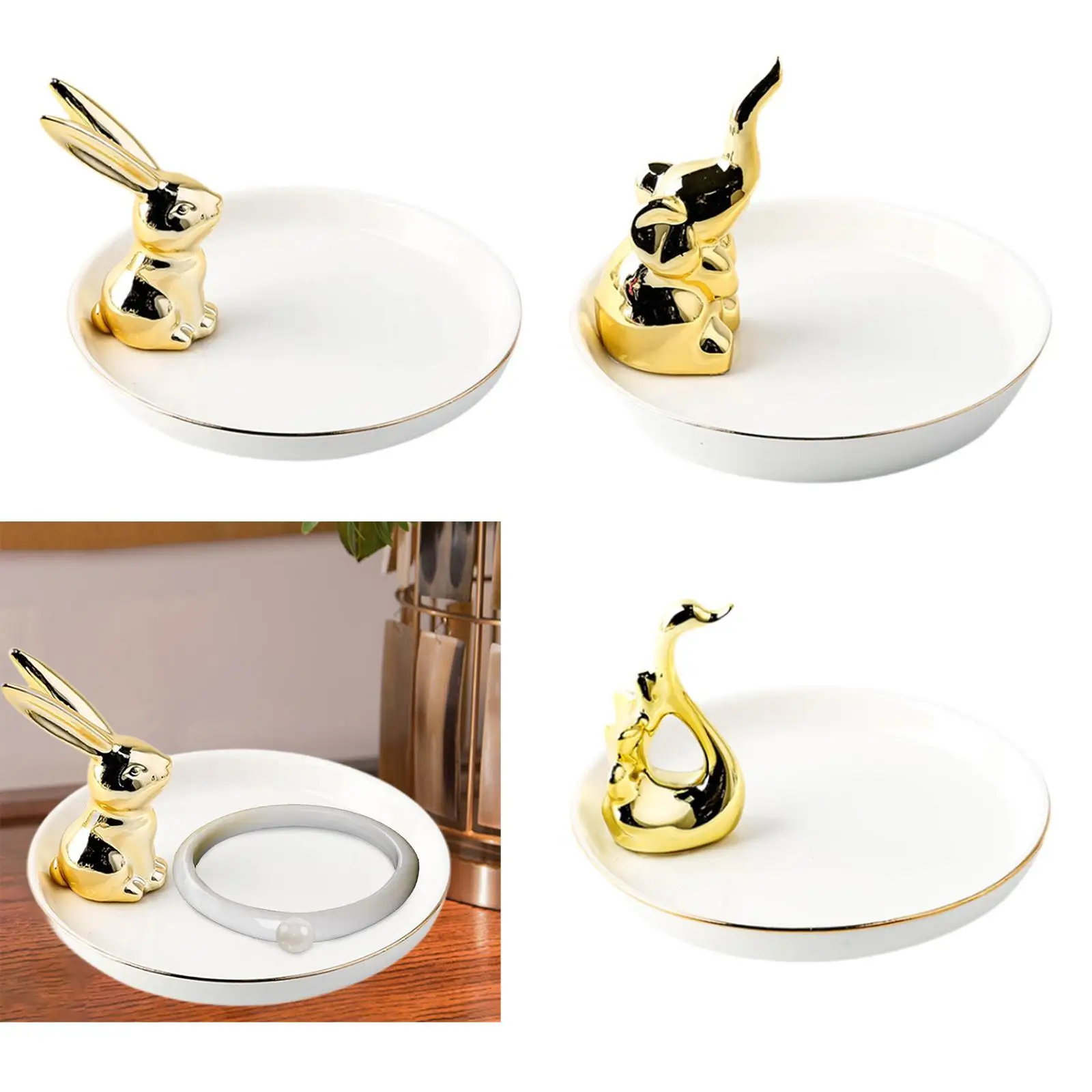 

Jewelry Dish Multifunctional Tabletop Ceramic Ring Dish for Watch Keys Rings