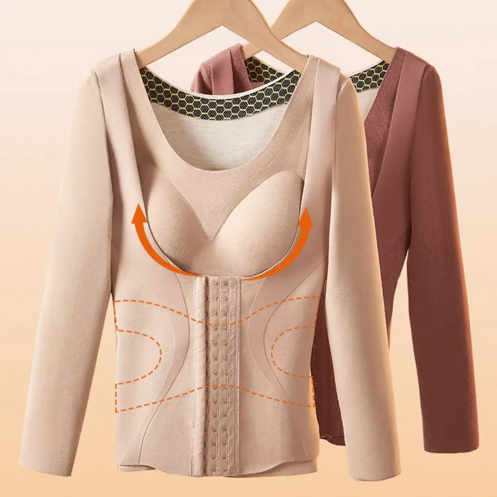 

Slimming Thermal Shapewear Body Shapers Belly Contracting Thermal Underwear Women Velvet Long Sleeves Winter Warm Top