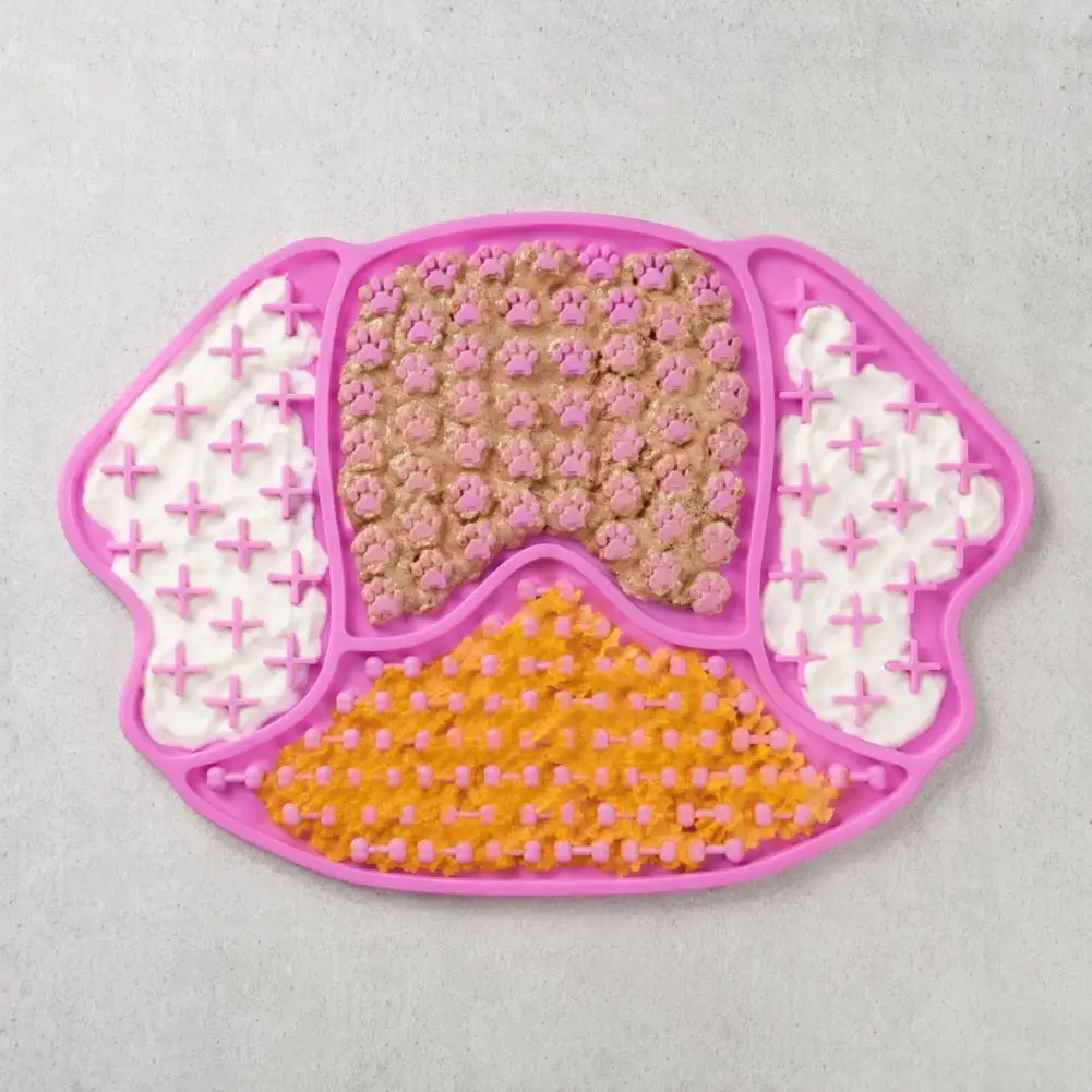 Slow Feeder for Cats Dogs Pet Slow Food Mat with Strong Suction Cup Puppy Head Design Feeding Accessory Anti-slip Slow Feeder