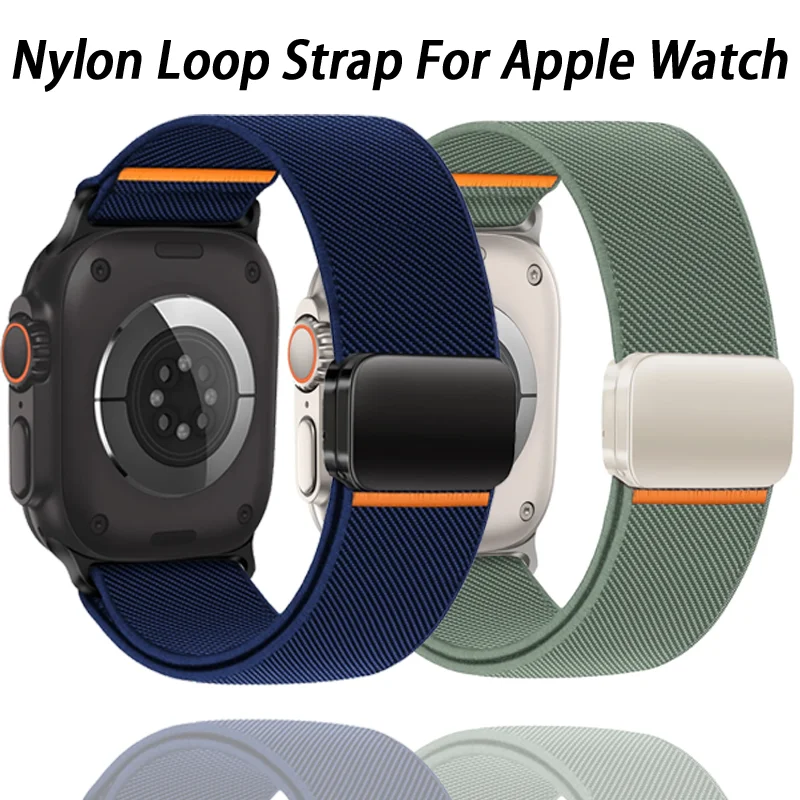 Nylon-Schlaufenarmband für Apple Watch Ultra 3 49mm 11 10 46mm 42mm Magnetisches Armband iWatch 9 8 7 6 5 4 SE 45/44mm 41/40mm Band Gürtel