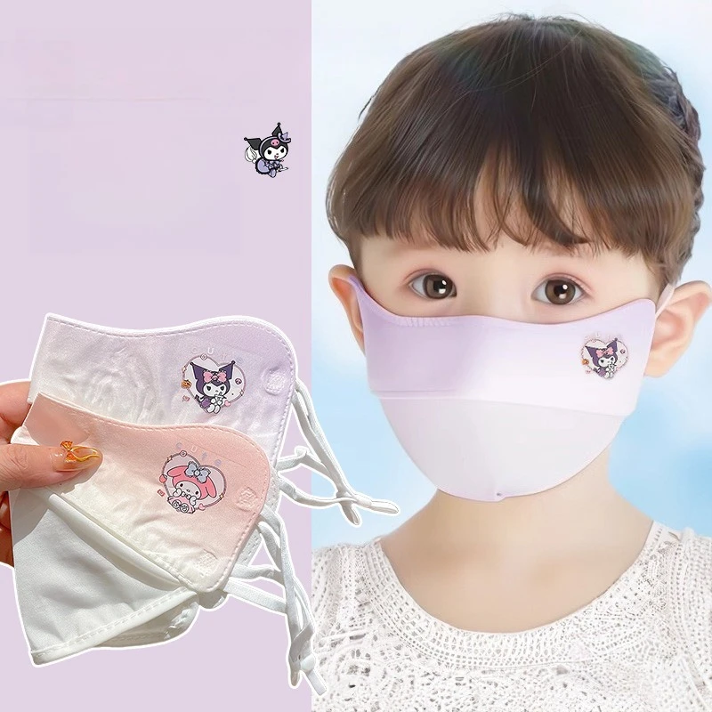 Miniso Kulomi máscara de protección solar gradiente para niños verano seda de hielo estilo fino 3 a 12 máscara solar para niñas protección contra rayos UV