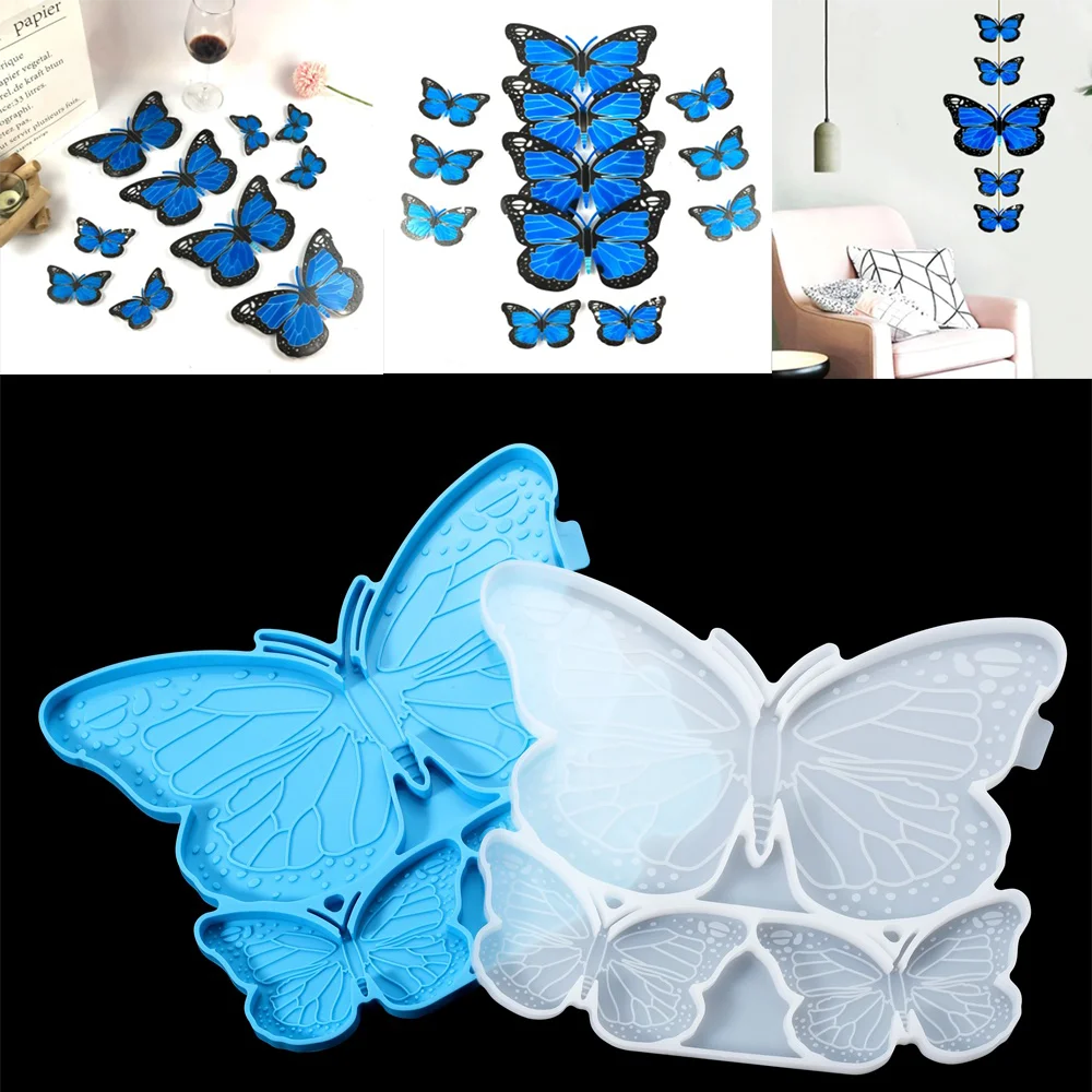 2 Colors DIY Butterfly Decoration Pendant Silicone Mould Butterfly Wall Hanging Crystal Epoxy Mould Furniture Design Decoration