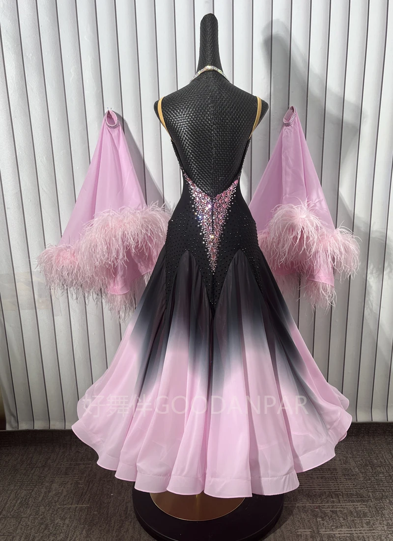 

Ткань с градиентным рисунком GOODANPAR, платья для соревнований по бальным танцам, танцевальные костюмы, платье для вальса, одежда для танцев, стандартная танцевальная одежда