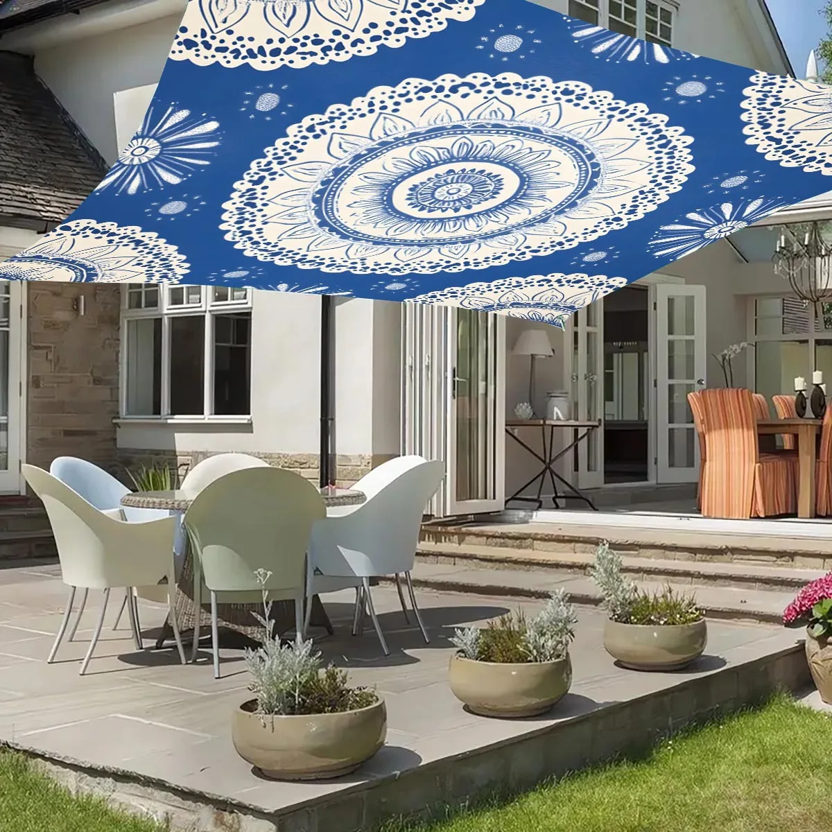 Blue Camping Sunshade Tent Camping Tarpaulin Picnic Cover Portable Outdoor Courtyard Tent Picnic Mat Coffee House Ceiling Cloth