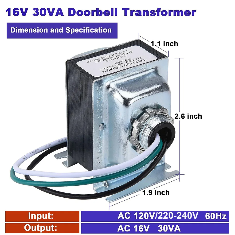 16V 30VA Doorbell Transformer Compatible with Nest H ello Ring Video Doorbell Pro Hardwired Door Chime Power Adapter Supply