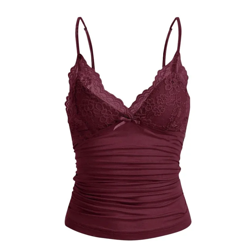 2026 Neues Sommer Y2K American Retro Spitzen-V-Ausschnitt-Trägertop – figurbetont und schlankmachend, kurzer Stil, „Spicy Girl“-Top, französisch schlicht und sexy – Detail 26