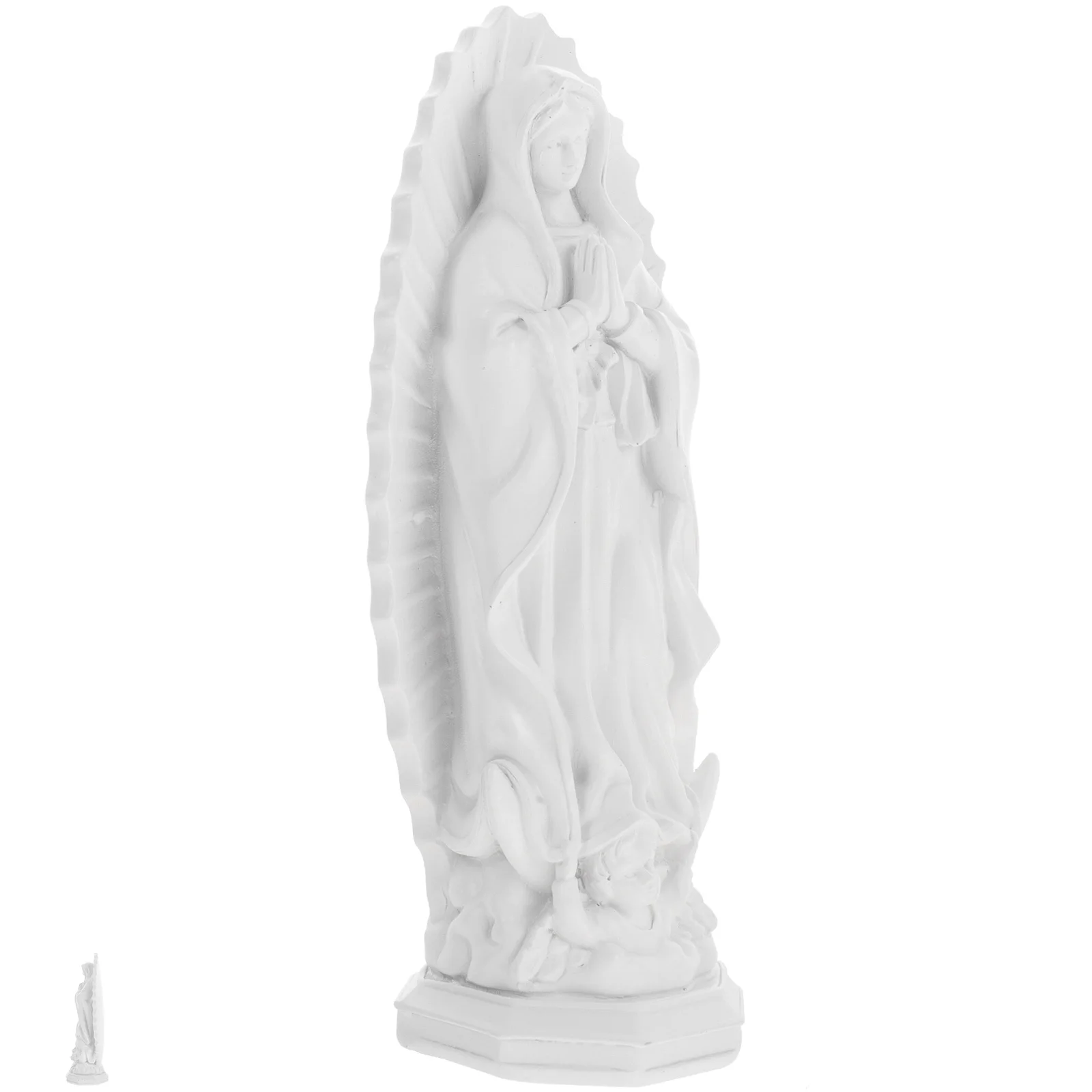 

Small Resin Virgin Mary Statue Religious Sculpture for Desk Shelf Decor Catholic Church Ornament Peaceful Home Ambience