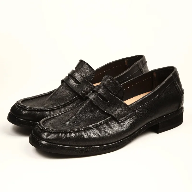 Genuine Leather Washed Driving Business Men's Dress Shoes Breathable Loafers Slip on Cowhide Office Weddineg Leather Shoes Male
