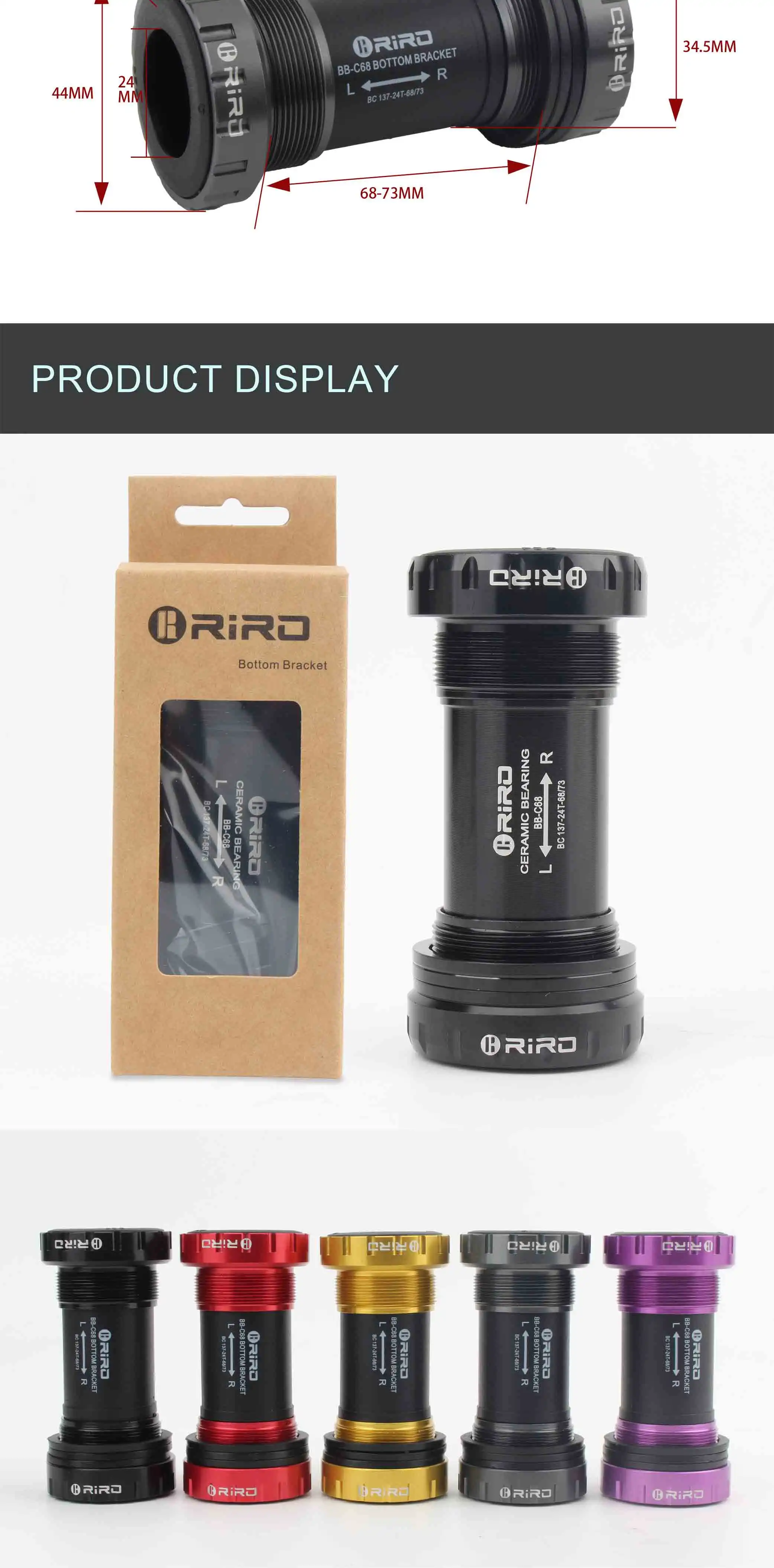 RIRO Fahrrad Keramik Tretlager BB68/BB92 68/73 MM Gewinde BB MTB Abgedichtete Lager Rennrad 1,37/24mm Welle Universal Teile – Detail 10