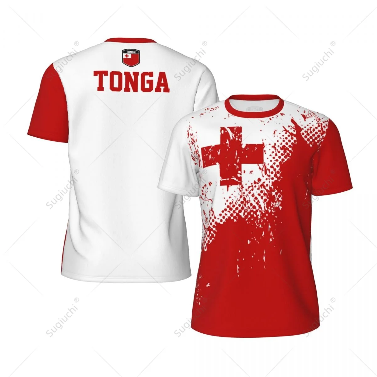 

Exclusive design Tonga Flag Grain 3D Printed Men For Running Bike Soccer Tennis Fitness Sports tshirt Mesh Fans Short T-shirt