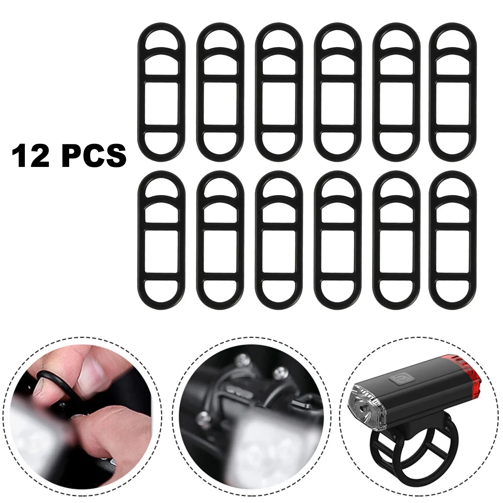 

12pcs Bicycle Light Holder Bike Handlebar Silicone Strap Band Stretch Rubber Rings Torch Holder Bicycle Accessories