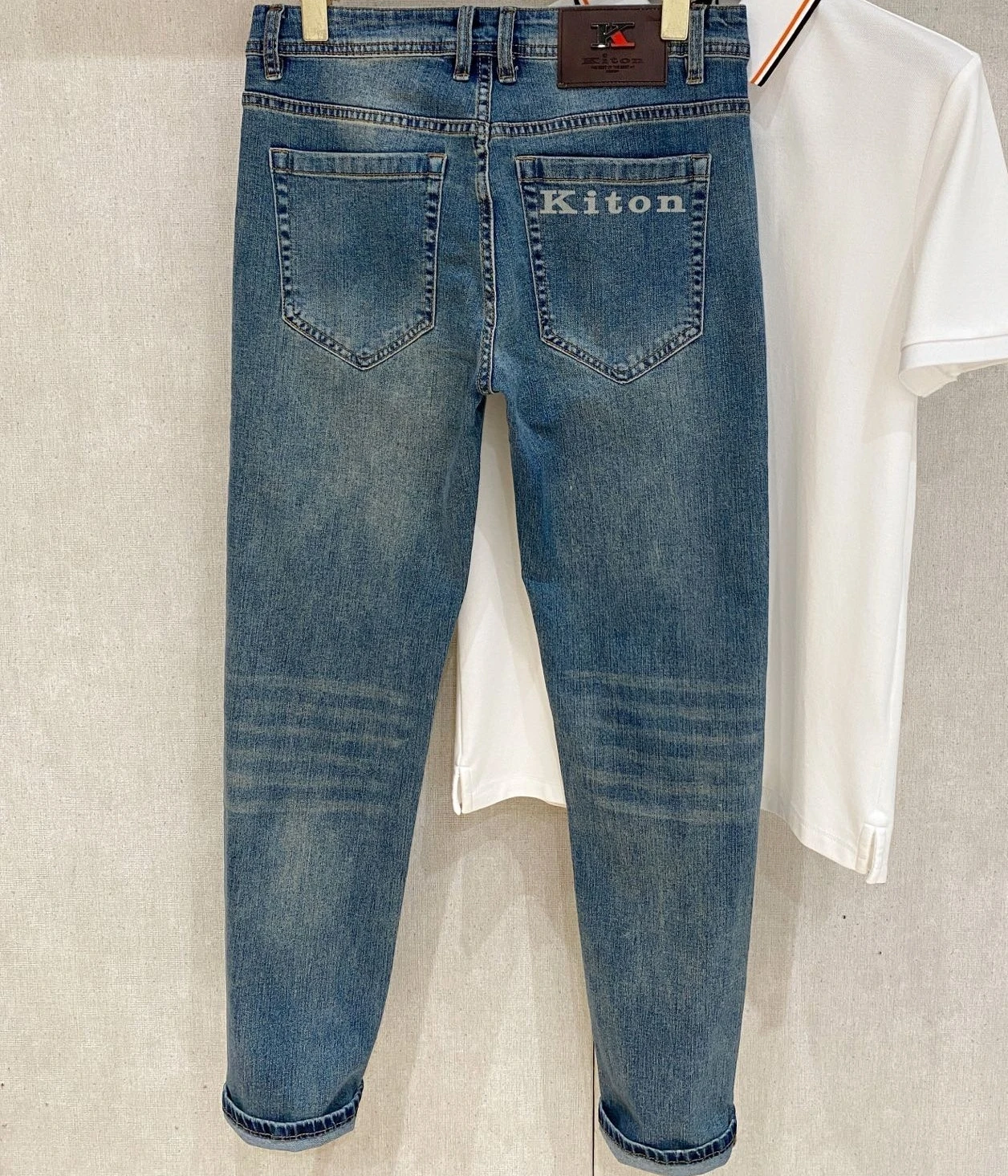 Italian Kiton tannins primary color enzyme washed 13oz jeans