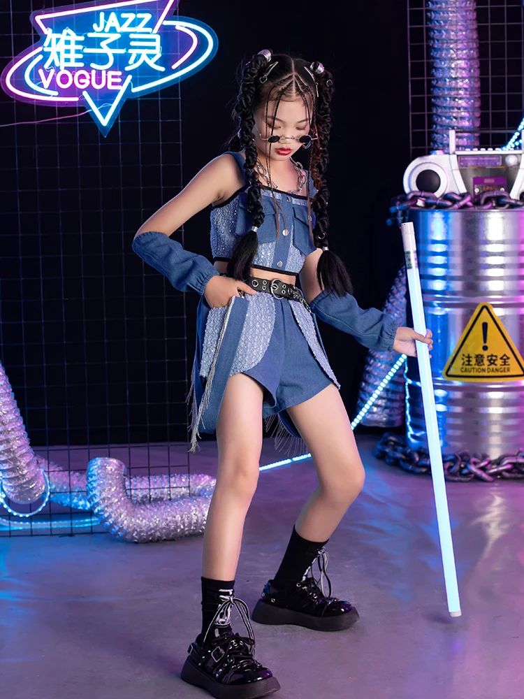 ZZL-Costume de danse K-PoP pour enfants, vêtements K-PoP pour enfants, danse de rue, spectacle Hip Hop, costume ChimCostume pour filles, haut de jazz imbibé, pantalon cool, mode