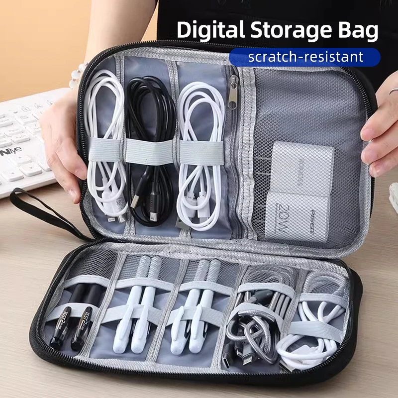 Car Styling Digital Storage Bag Portable USB Data Cable Plug Case For Audi Quattro TT A3 A4 A6 A5 Q5 A1 Q7 Q3 A8 Q2 A7 Q8 RS5 RS view 2