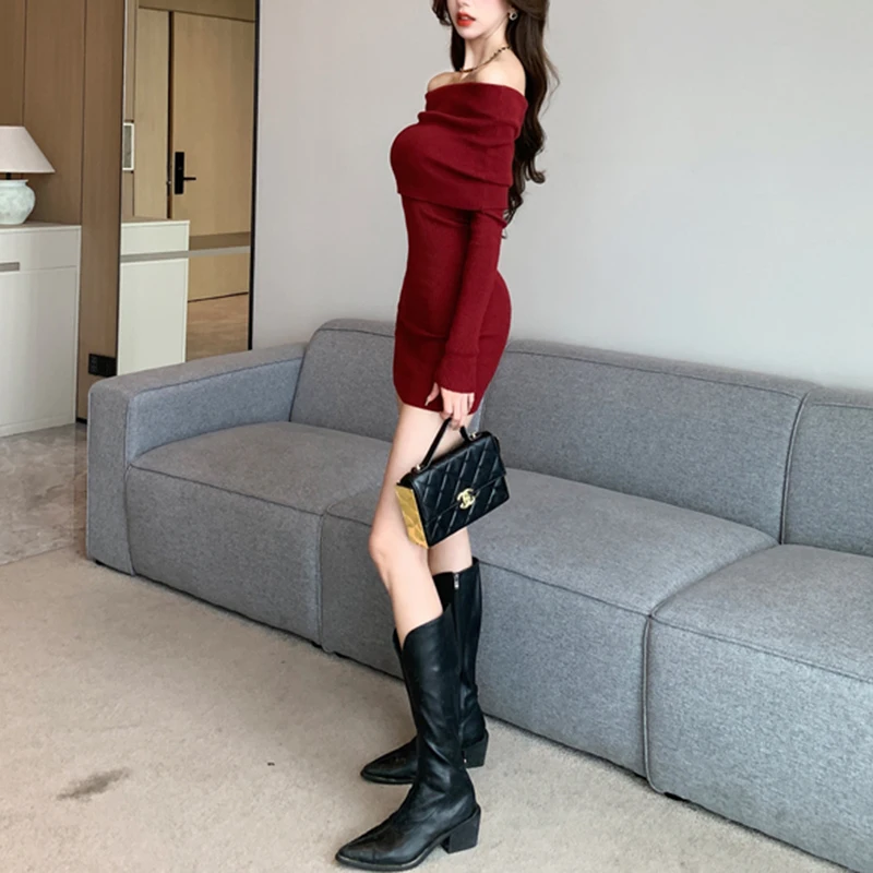 strapless open back dress Winter Diaries Knit Bodycon Sweater Dress