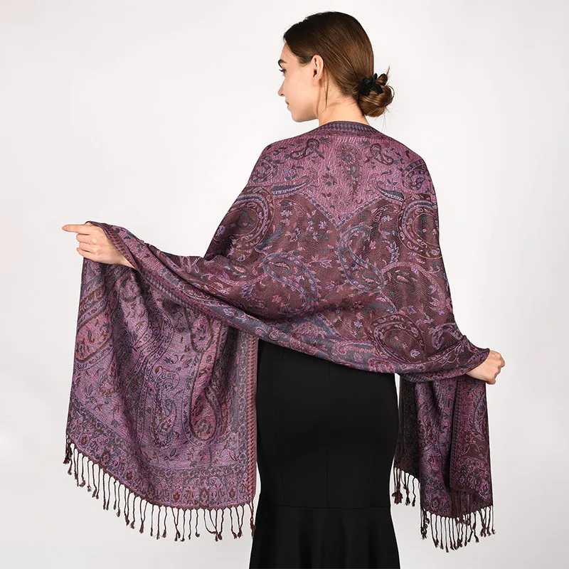 Pashmina Hijab bufanda larga de marca de lujo para mujer, chal de Cachemira, Foulard femenino, turbante suave, envolturas para la cabeza, diadema para mujer