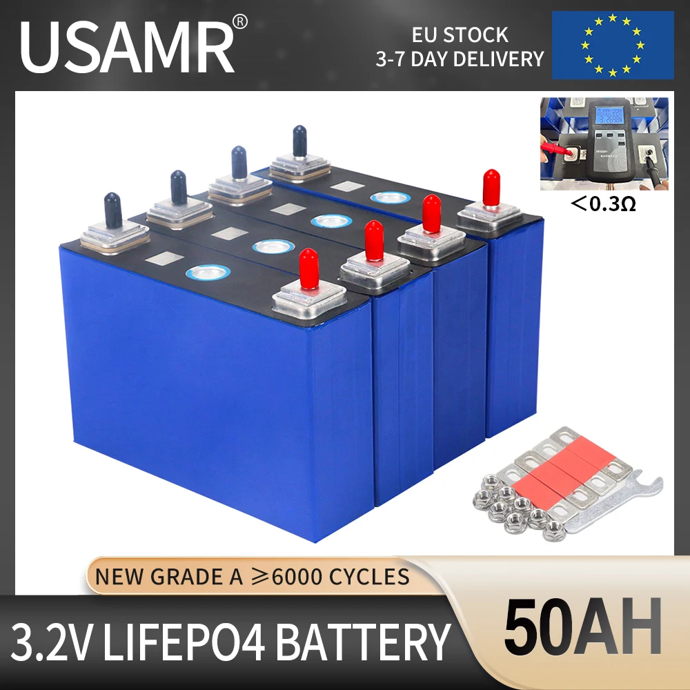 

3.2V 50Ah Lifepo4 Lithium Iron Phosphate Battery DIY 12V 24V 36V 48V Rechargeable Cell Pack For Boat Golf Cart RV Solar Storage