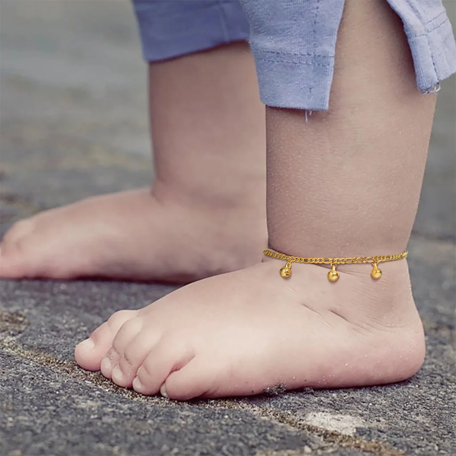 

Adjustable Bell Anklets for Little Boy Girl Gift, Stainless Steel Safety Chain Anklet Foot Jewelry,Hypoallergenic Nickel Free