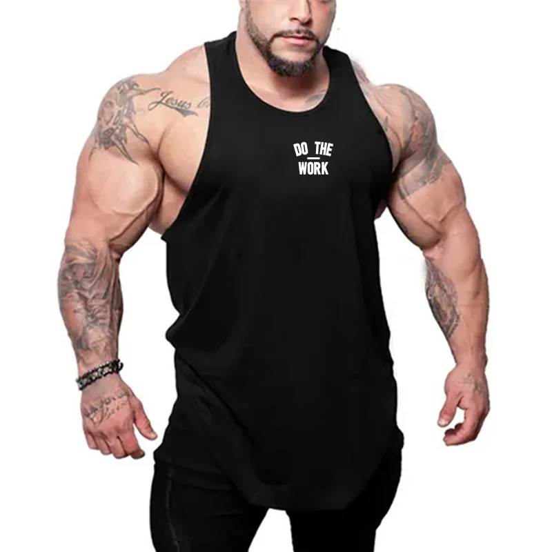 

Man Fashion Sleeveless Solid Print T-Shirt Gym Bodybuilding Workout Running Sportswear Summer Breathable Cotton Loose Tank Tops