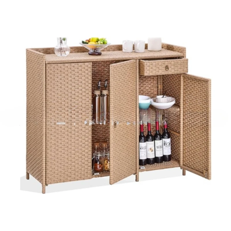 Balcony living room locker double-layer beige rattan moisture-proof waterproof breathable locker
