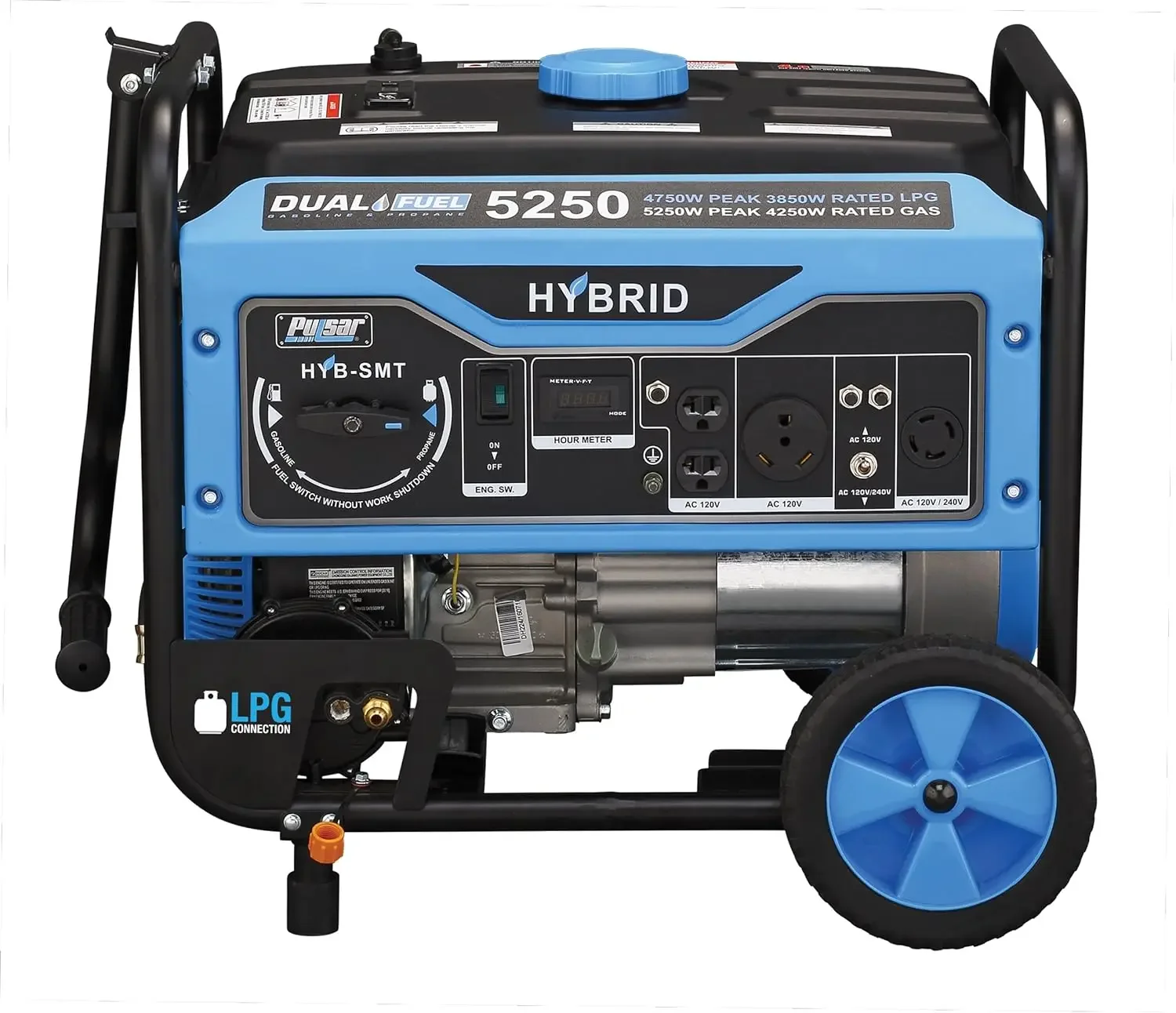 Pulsar 5,250W Dual Fuel Portable Generator with Switch and Go Technology, PG5250B