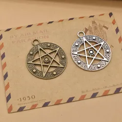 10pcs Charms Magic Star Pentagram 30x26mm Tibetan Bronze Silver Color Pendants Antique Jewelry Making DIY Handmade Craft Pendant