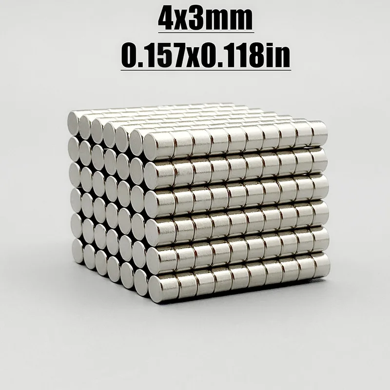50-2000pcs 4x3mm Magnet Neodymium Magnet N35 NdfeB Round Shape 4*3 Magnet Accessory Permanent Magnetic Imanes Fridge Diy Magnets