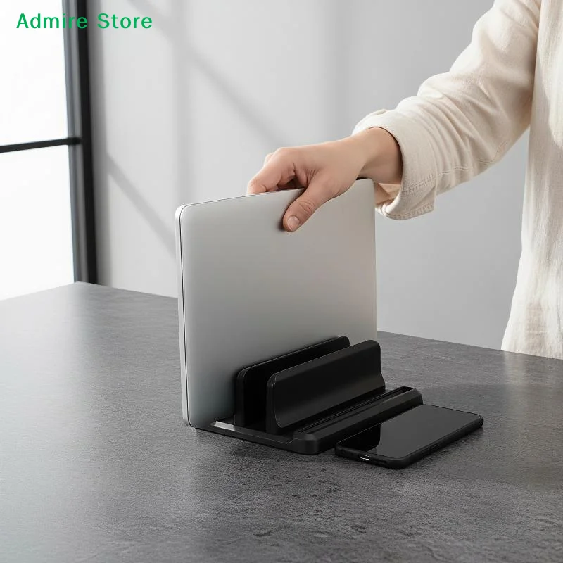[G]Upright Laptop Stand Ergonomic Height Adjustable Desktop Holder Ventilated for Computer Tablet Phone Home Work Study