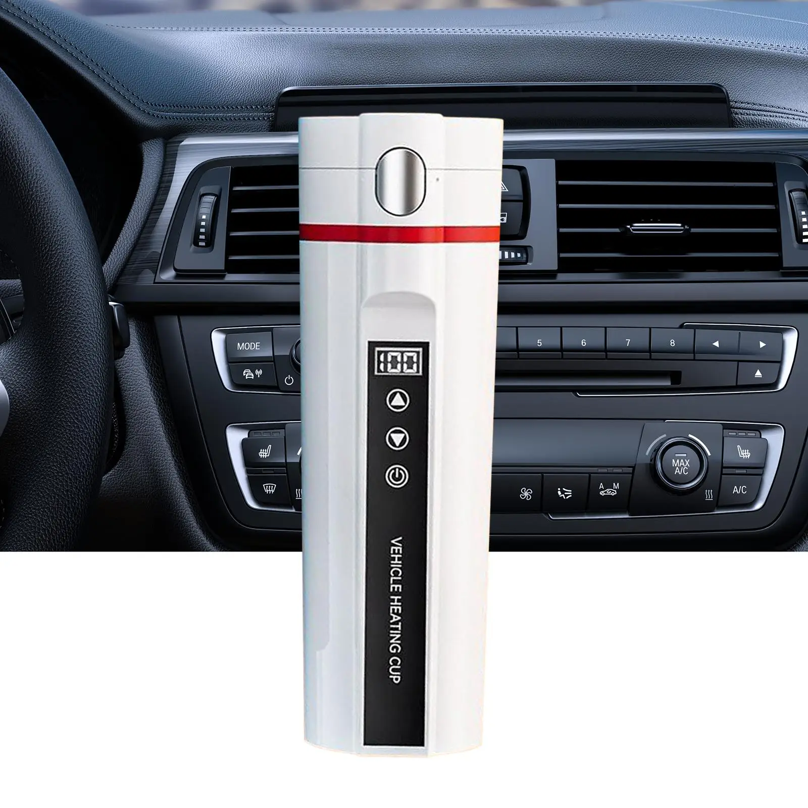 Electric Travel Kettle for Car Truck 500ml 304 Stainless Steel Heating Cup 12V 24V Leakproof Touch Screen Mug